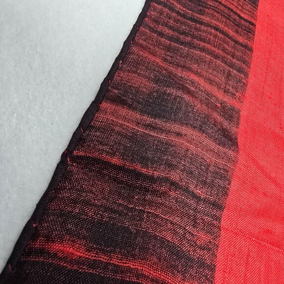 Vintage Thai Silk Elephant Scarf Vibrant Red & Black Design Taiwan - Picture 10 of 16